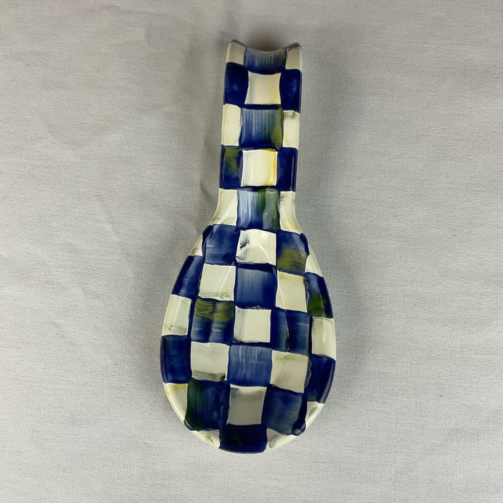 MacKenzie-Childs Blue and White Checkered Spoon Rest